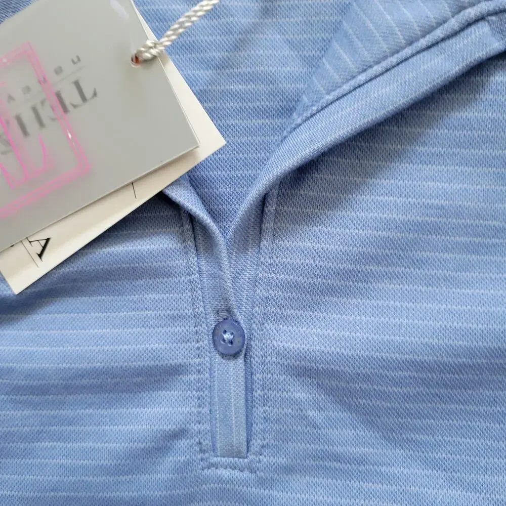 Tehama Women Golf Polo Short Sleeve Blue Collared Hang Em Dry Pima Cotton Sz S - Picture 6 of 8